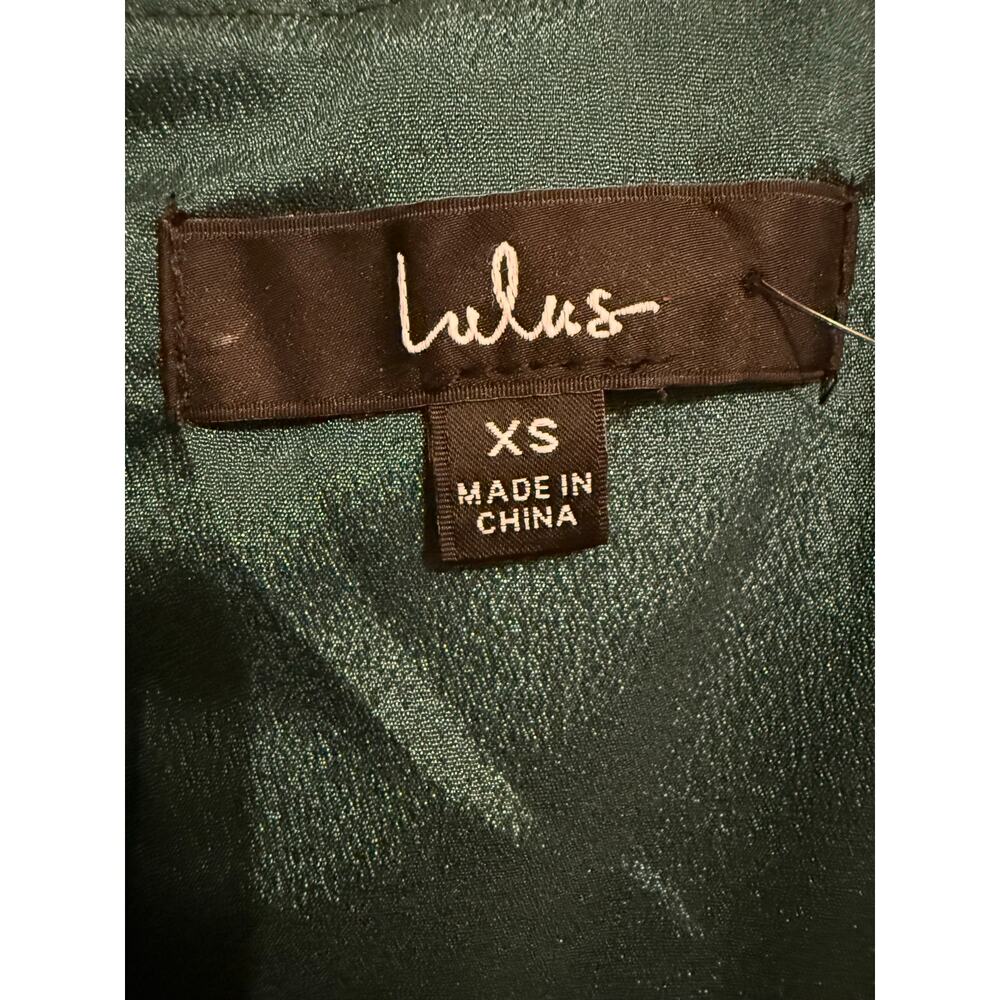 Lulus Emerald Green Satin Pleated Sleeveless Bow Maxi Dress Prom Glam NWT sz XS - Picture 6 of 7